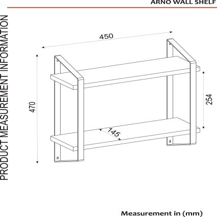 Wandplank ARNO 47x45 cm bruin/zwart