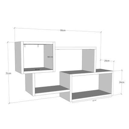 Wandplank AYDER 51x90 cm antraciet/wit