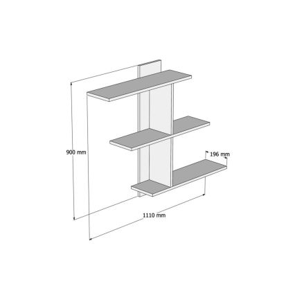 Wandplank BAHRO 90x111 cm antraciet/bruin