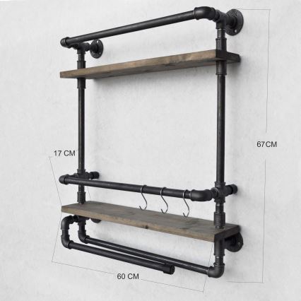 Wandplank BORU 67x60 cm bruin/zwart