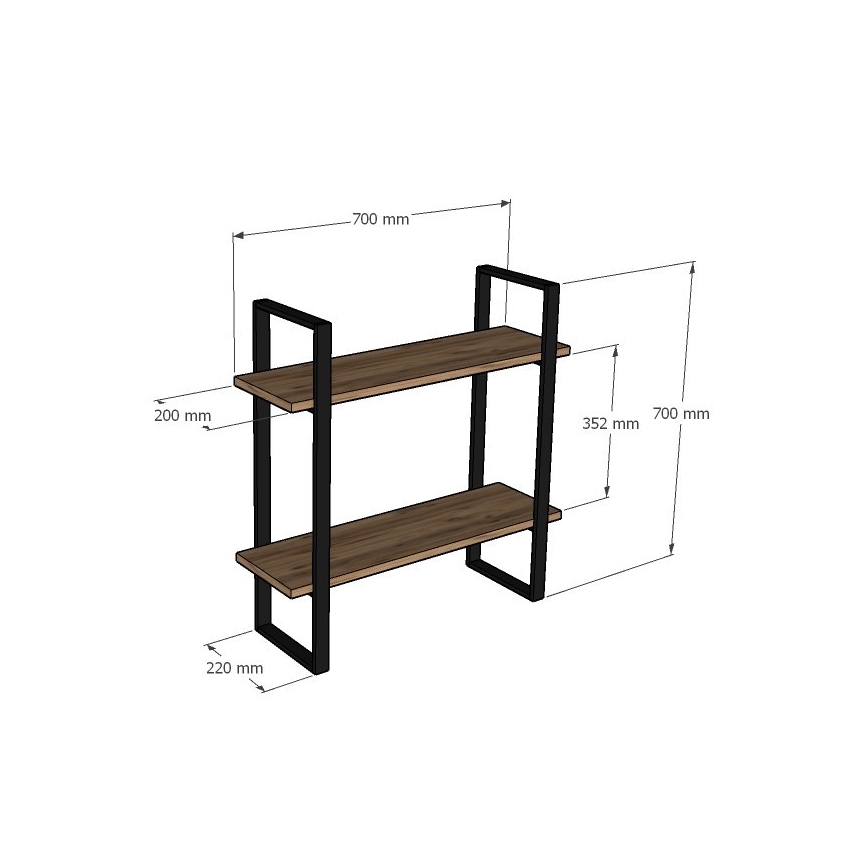Wandplank BUBA 70x70 cm bruin/antraciet