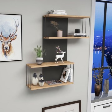 Wandplank DESTAN 65x96x19 cm antraciet/bruin