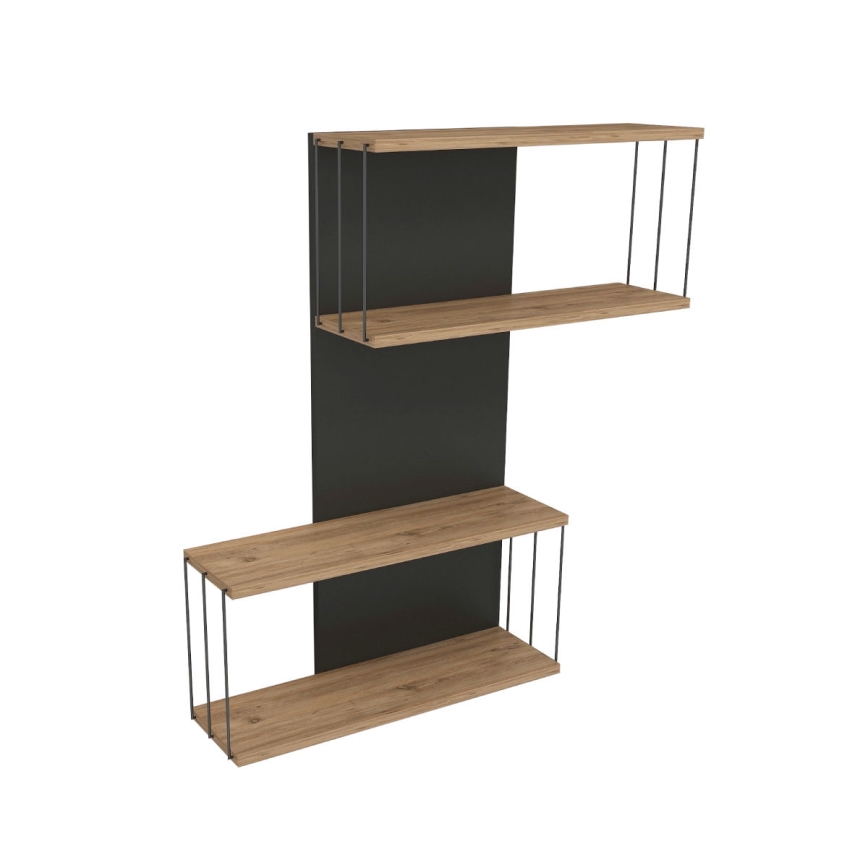 Wandplank DESTAN 65x96x19 cm antraciet/bruin