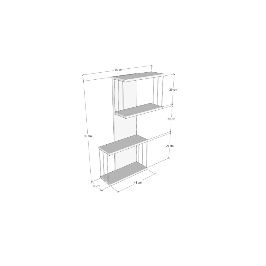 Wandplank DESTAN 65x96x19 cm antraciet/bruin