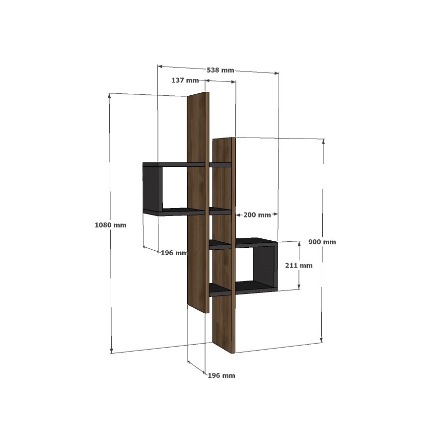 Wandplank EMSE 108x53,8 cm bruin/antraciet