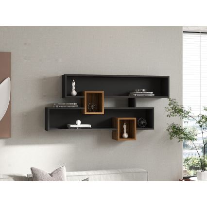 Wandplank KAREN 120x72,2 cm antraciet/bruin