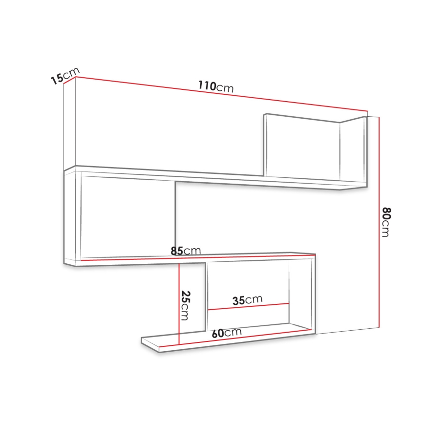 Wandplank MANUNIA 110x80x15 cm wit