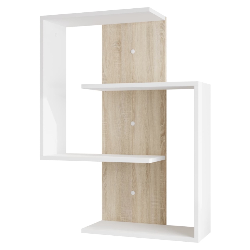Wandplank MORIKO 85x65 cm wit/eik sonoma