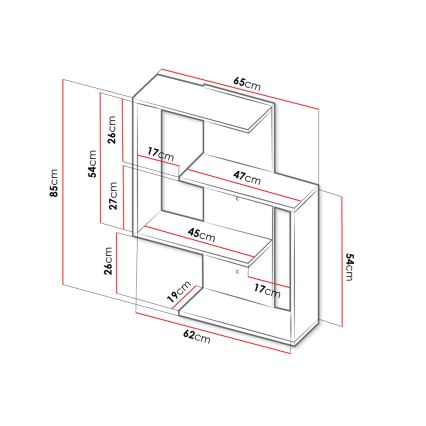 Wandplank MORIKO 85x65 cm wit/eik sonoma