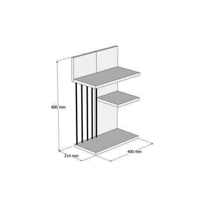 Wandplank NEZMA 60x40 cm wit/bruin/zwart