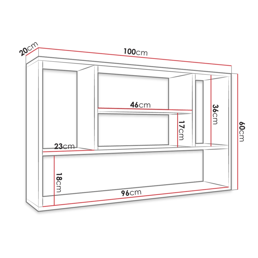 Wandplank PAPIKO 100x60x20 cm wit
