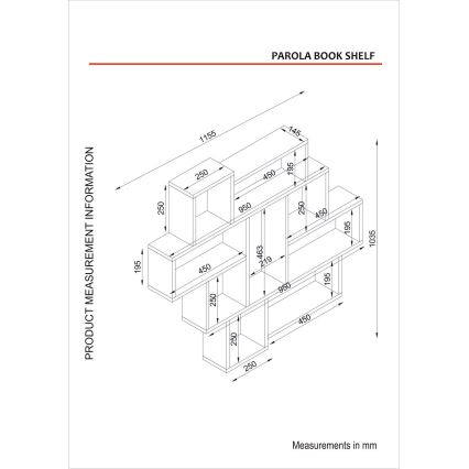 Wandplank PAROLA 103,5x115,5 cm wit