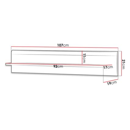 Wandplank PRIME 12x104 cm eik riviera/wit