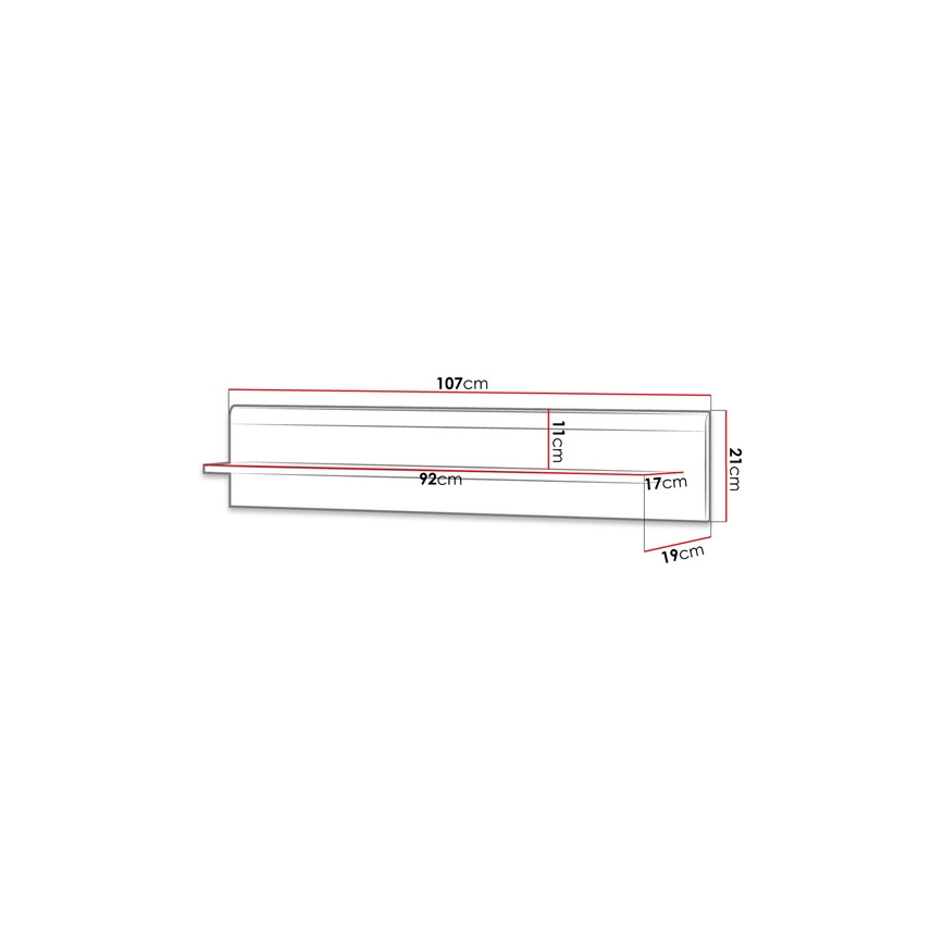 Wandplank PRIME 12x104 cm eik riviera/wit