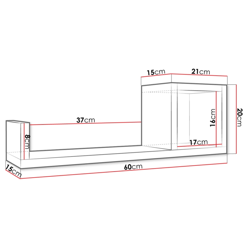Wandplank SILETO 20x60 cm eiken sonoma