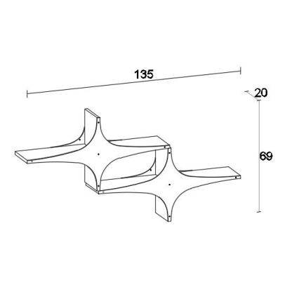 Wandplank SUSEN 69x135 cm wit/zwart