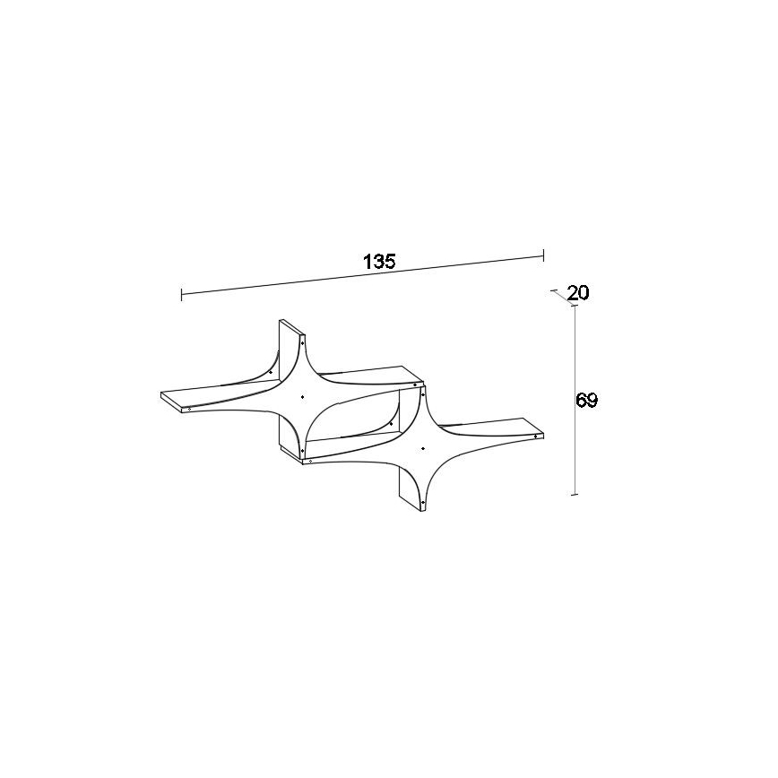 Wandplank SUSEN 69x135 cm wit/zwart
