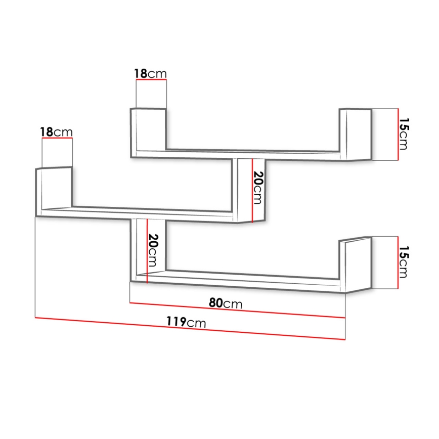 Wandplank TRIO 119 x 55 x 18 cm wit