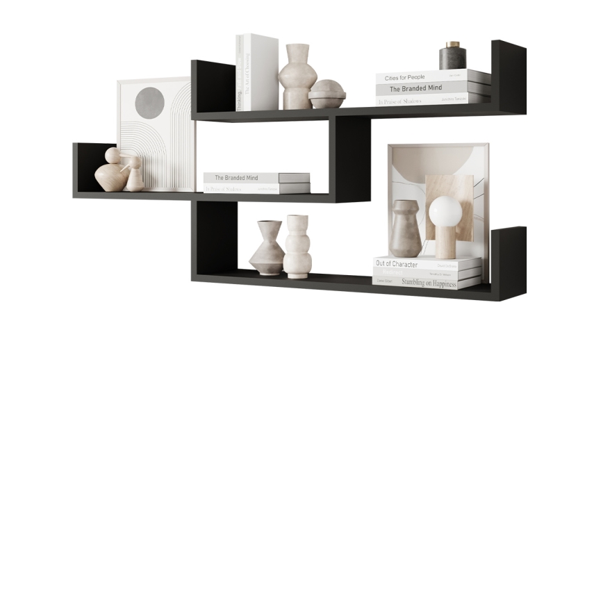 Wandplank TRIO 119x55 cm zwart-grafiet