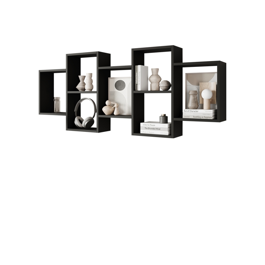 Wandplank TRIO 161x65 cm zwart