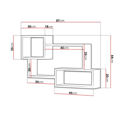 Wandplank TRIO 54x87 cm grijs/wit