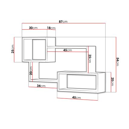 Wandplank TRIO 54x87 cm zwart grafiet