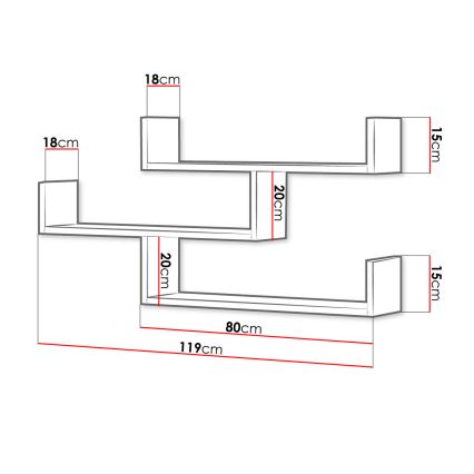 Wandplank TRIO 55x119 cm grijs