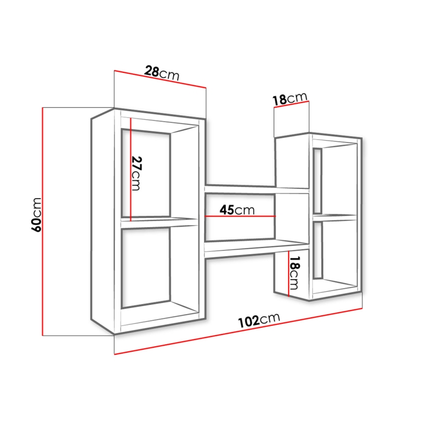 Wandplank TRIO 60x102 cm eiken sonoma