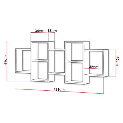 Wandplank TRIO 65x161 cm eik wotan