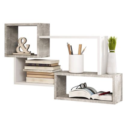 Wandplank TRIO 87x54x18 cm grijs/wit
