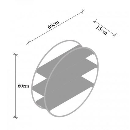 Wandplank TULIPA 60x15 cm sparren/zwart