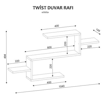 Wandplank TWIST 49,4x104 cm wit