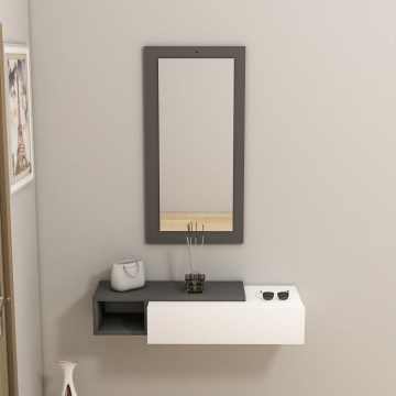 Wandplank + wall spiegel VIEN wit/antraciet