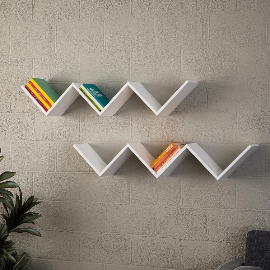 Wandplank ZIG ZAG 24,5x129 cm wit