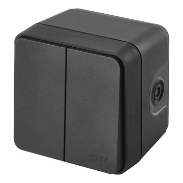 Wandschakelaar 2-knops wisselschakelaar nr. 6+6 IP55 antraciet