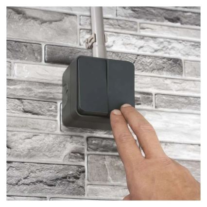 Wandschakelaar 2-knops wisselschakelaar nr. 6+6 IP55 antraciet