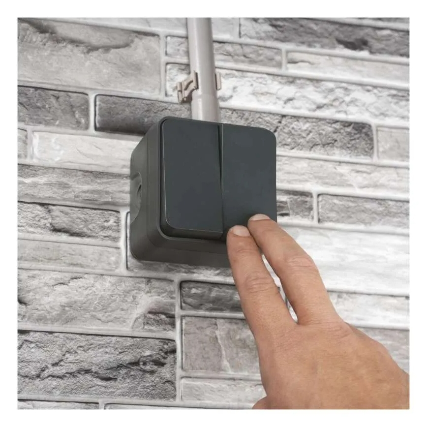 Wandschakelaar 2-knops wisselschakelaar nr. 6+6 IP55 antraciet