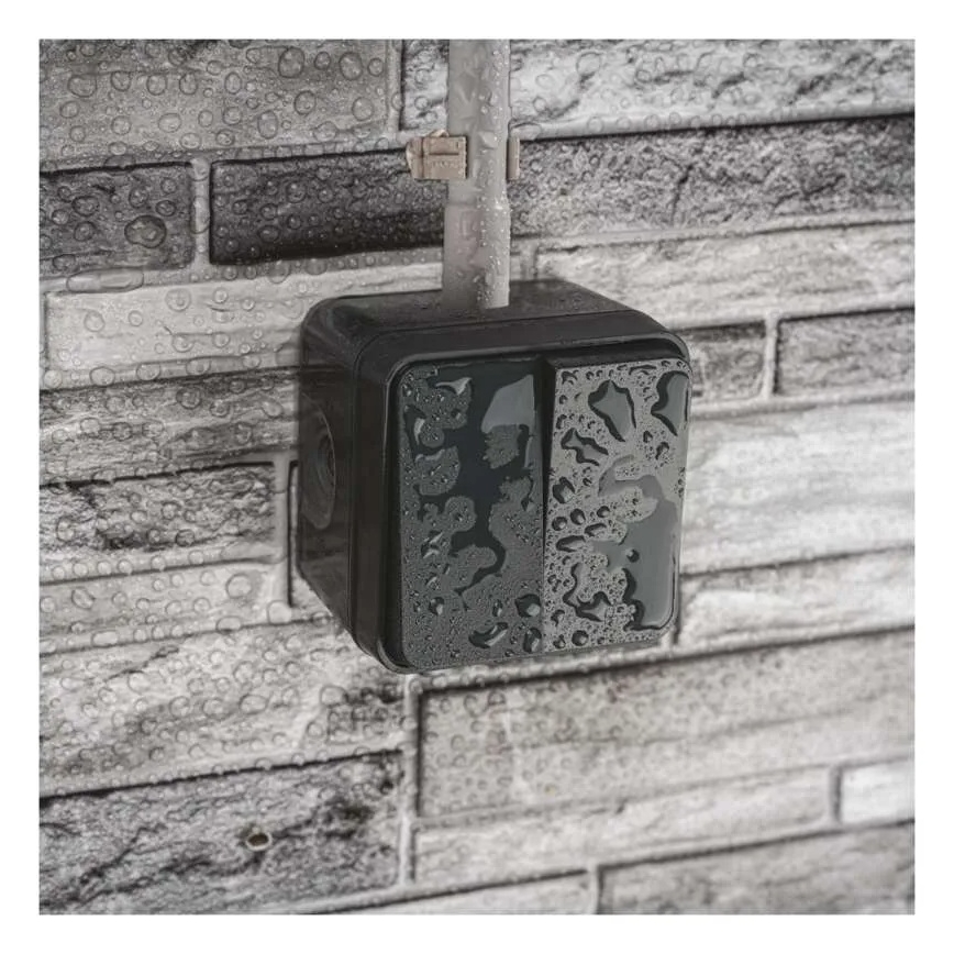 Wandschakelaar 2-knops wisselschakelaar nr. 6+6 IP55 antraciet