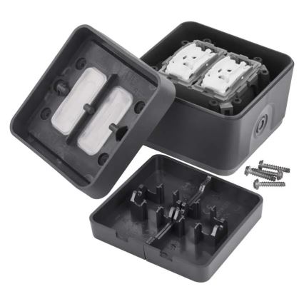 Wandschakelaar 2-knops wisselschakelaar nr. 6+6 IP55 antraciet