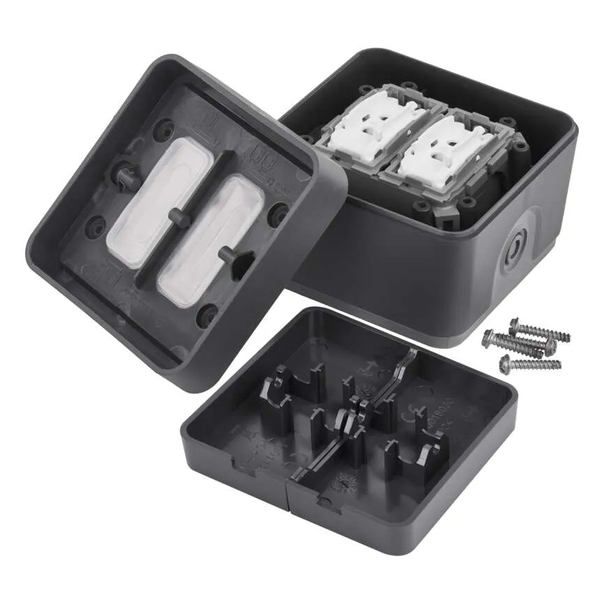 Wandschakelaar 2-knops wisselschakelaar nr. 6+6 IP55 antraciet