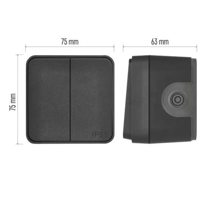 Wandschakelaar 2-knops wisselschakelaar nr. 6+6 IP55 antraciet