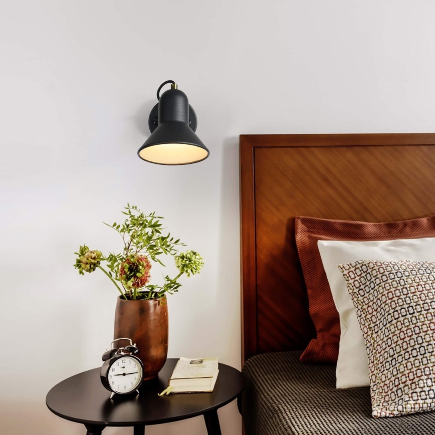 Wandspot ASTAMA 1xE27/40W/230V zwart/messing