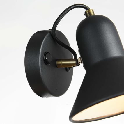 Wandspot ASTAMA 1xE27/40W/230V zwart/messing