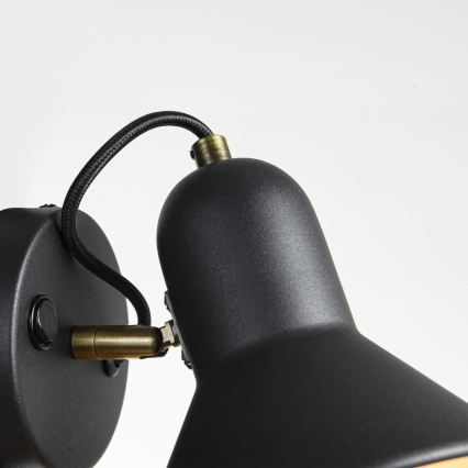 Wandspot ASTAMA 1xE27/40W/230V zwart/messing