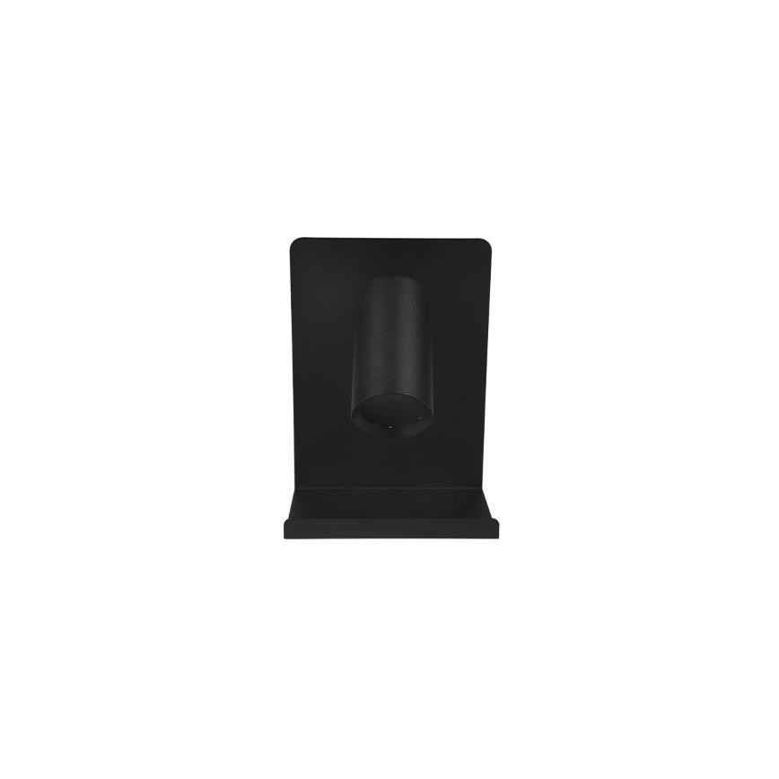Wandspot met plank en USB oplader 1xGU10/35W/230V zwart