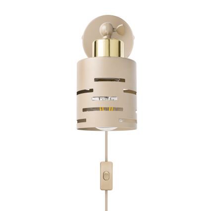 Wandspot met schakelaar ELEN 1xE27/35W/230V beige/goud