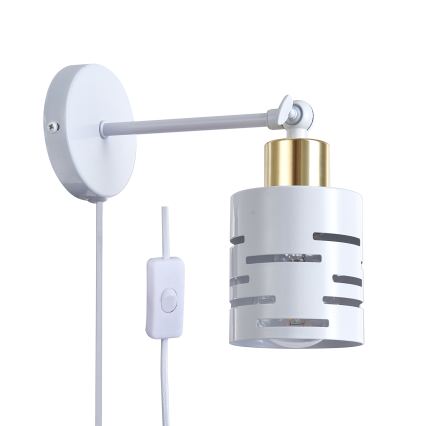 Wandspot met schakelaar ELEN 1xE27/35W/230V wit/goud