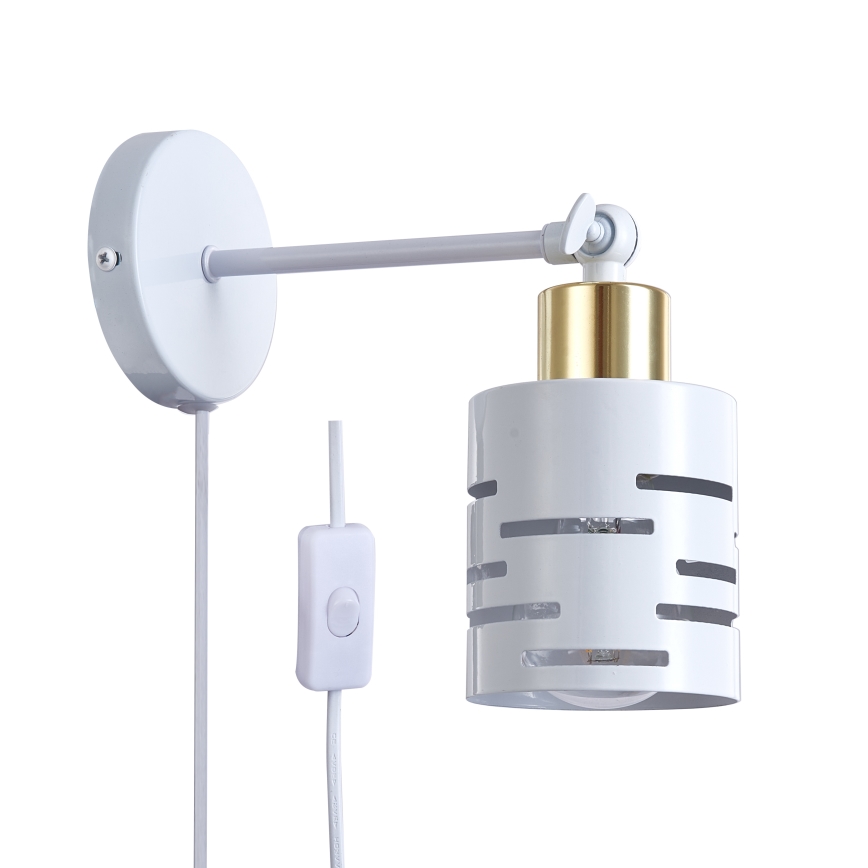 Wandspot met schakelaar ELEN 1xE27/35W/230V wit/goud