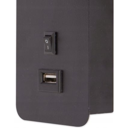 Wandspot met USB-oplader 1xGU10/35W/230V zwart