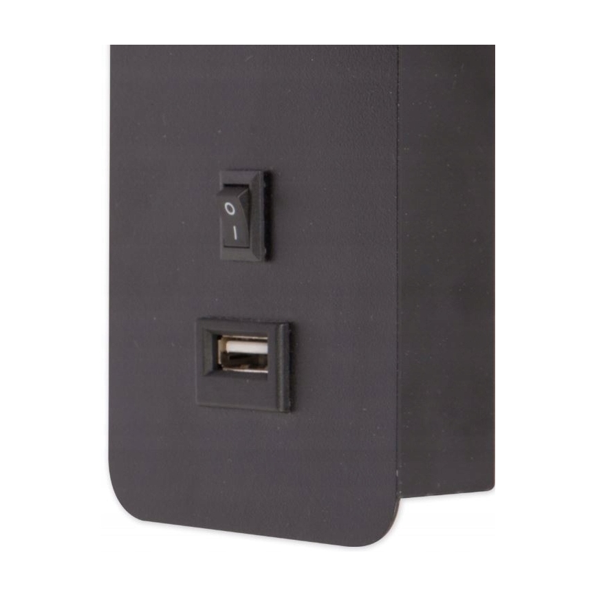 Wandspot met USB-oplader 1xGU10/35W/230V zwart